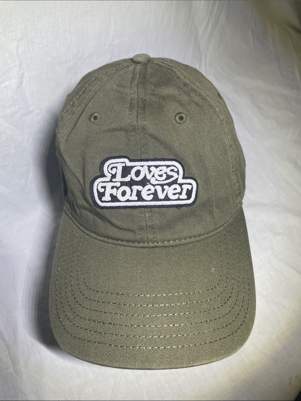Olive 'Loves Forever' Embroidered Baseball Cap